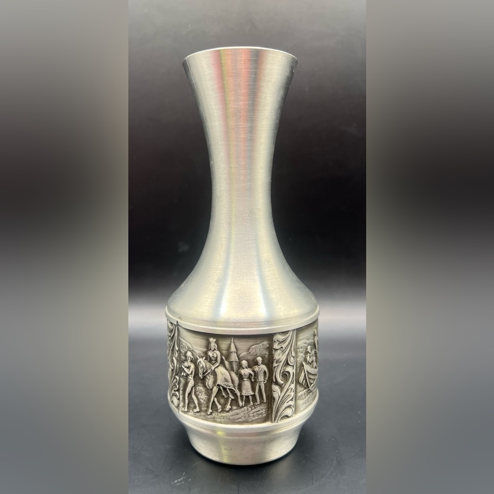 Norsk- Pewter, four sided vase-7‎ inches tall, Made in Norway